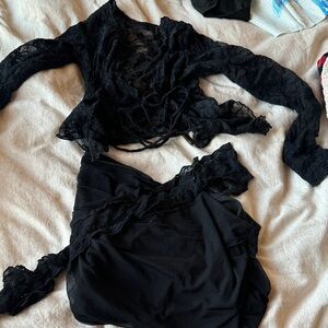 Black Lace Top and Skirt Set